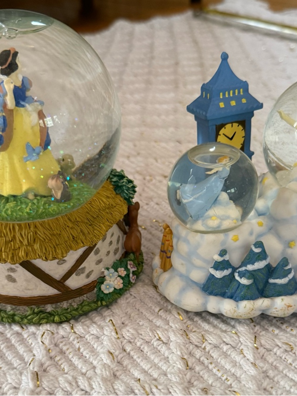 Pair of Vintage Disney Snow Globes- Snow White and Peter Pan